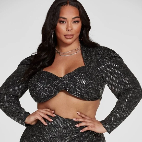 Fashion to Figure Metallic Crop and Skirt Set NWT Size 2X - Picture 2 of 10